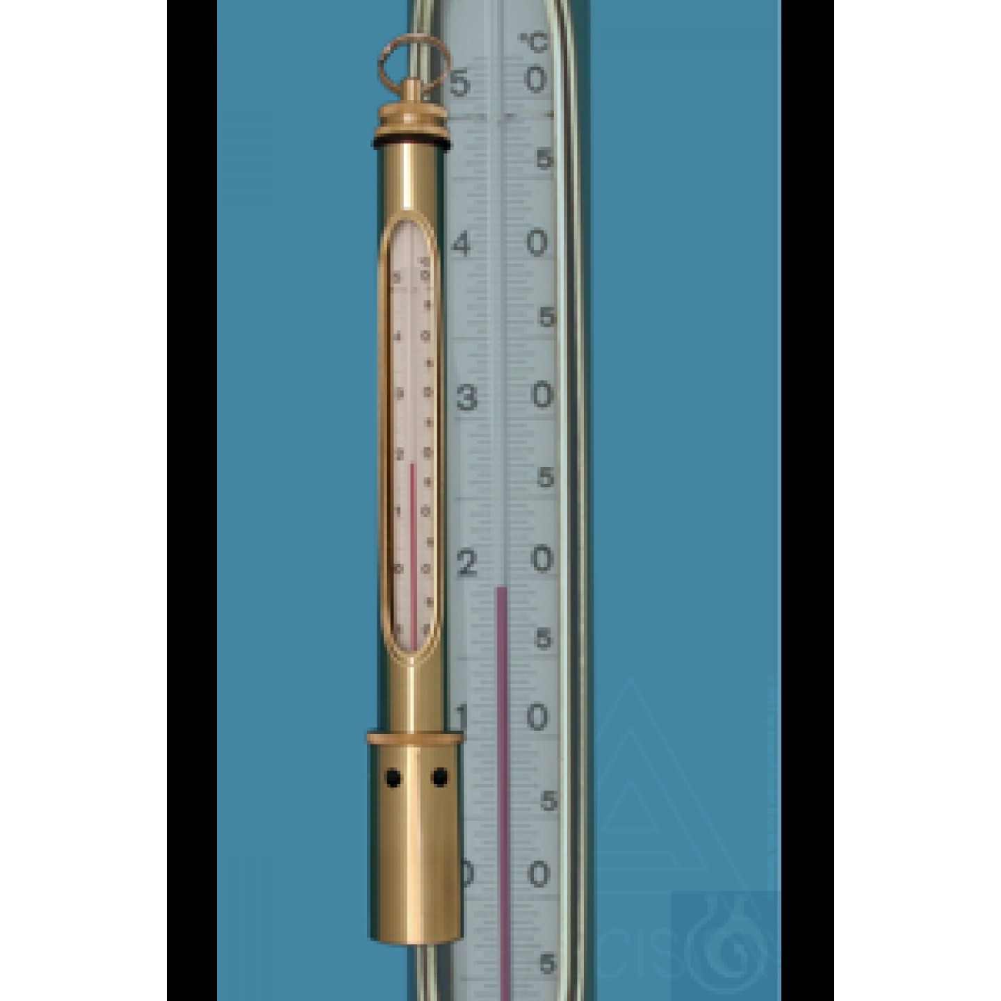 Kuyu kepçeli termometre 0...+100:1°C kırmızı özel dolgulu, yakl.200x20mm ve...